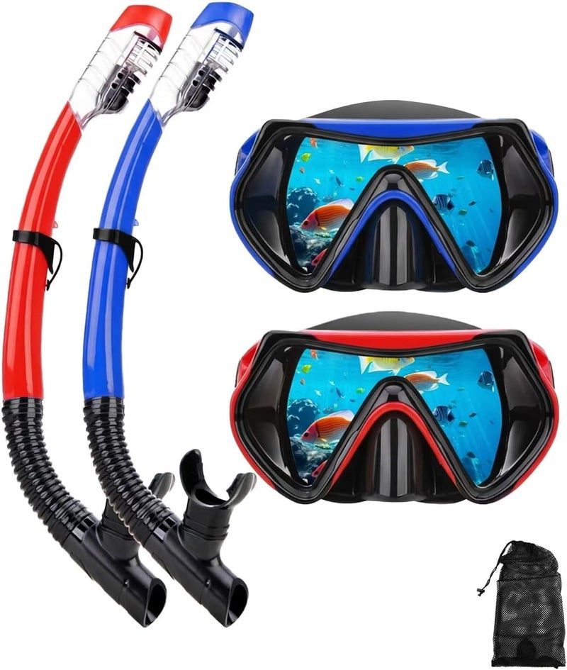 DIPUKI Snorkeling Gear for Adults, Dry Snorkel Mask Set, Scuba Diving Snorkle mask Set Adult, Panoramic Wide View Anti-Fog Dive mask, Swimming Diving Snorkeling Packages - Image 1
